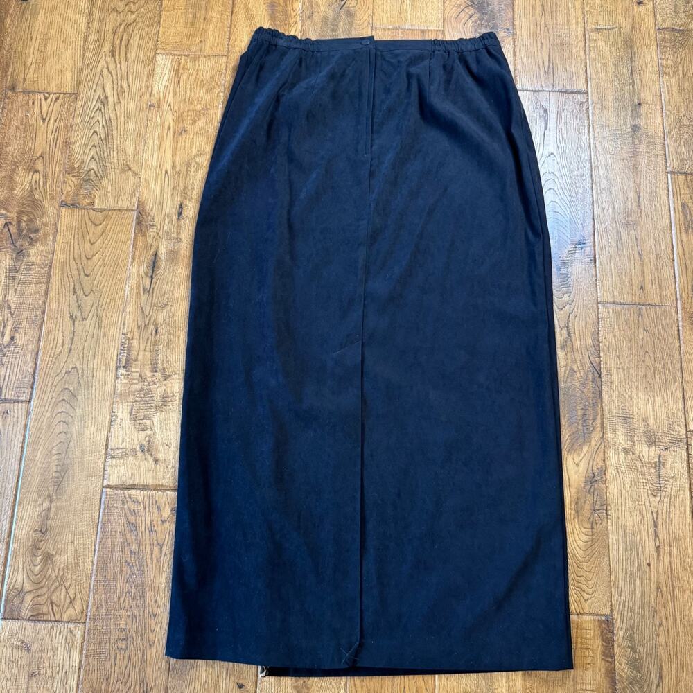 VTG Stonebridge Black Long Straight Skirt Leopard Accent Stripe Womens Sz 16 - Picture 6 of 6